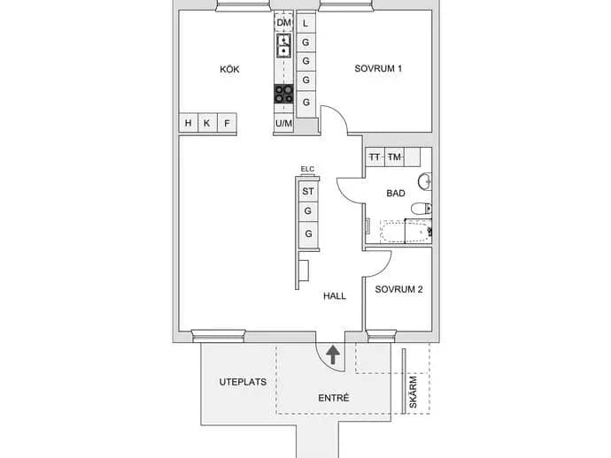 Planritning för Stadsängsgatan 12B