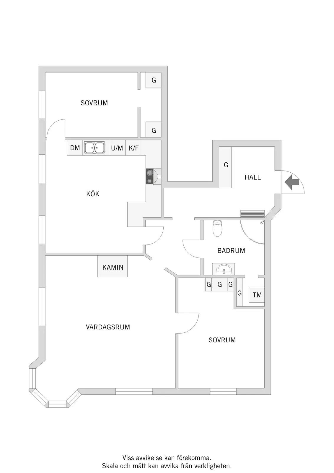 Floor plan for Ronnebygatan 16, 2tr