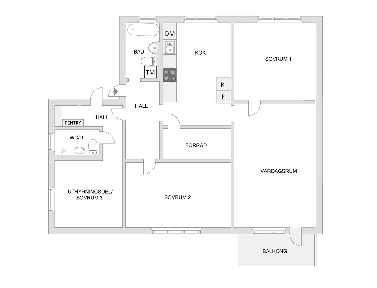 Floor plan for Helsingörsgatan 48, 2 tr