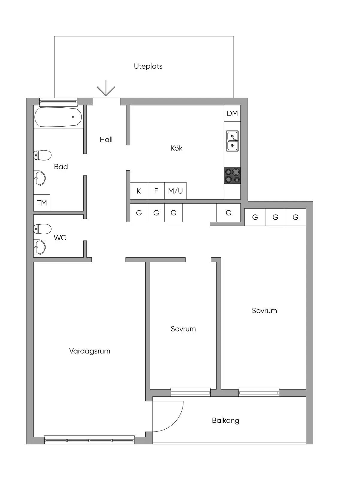 Planritning för Fageredsgränd 6
