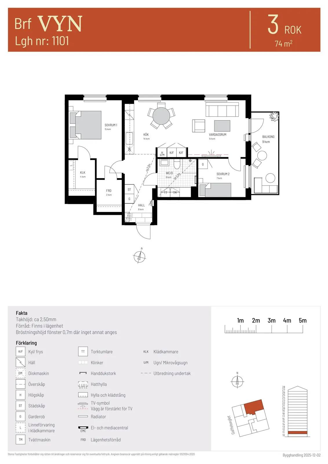 Floor plan for Gaffelseglet 19 lgh 1101 Vyn, våning 1