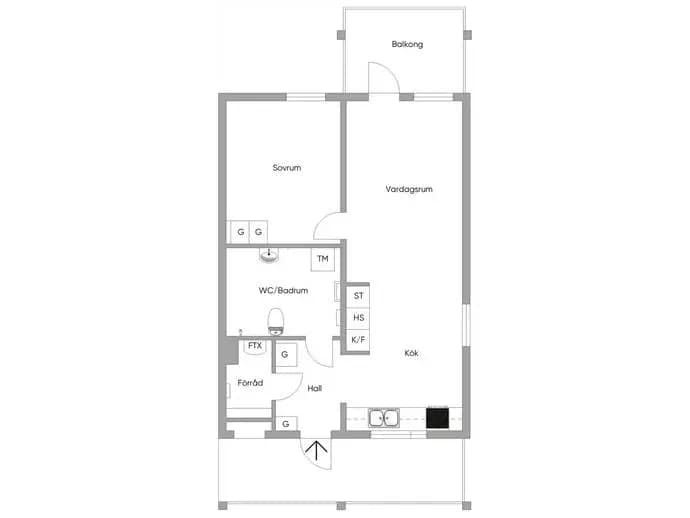 Planritning för Rättaregatan 1C