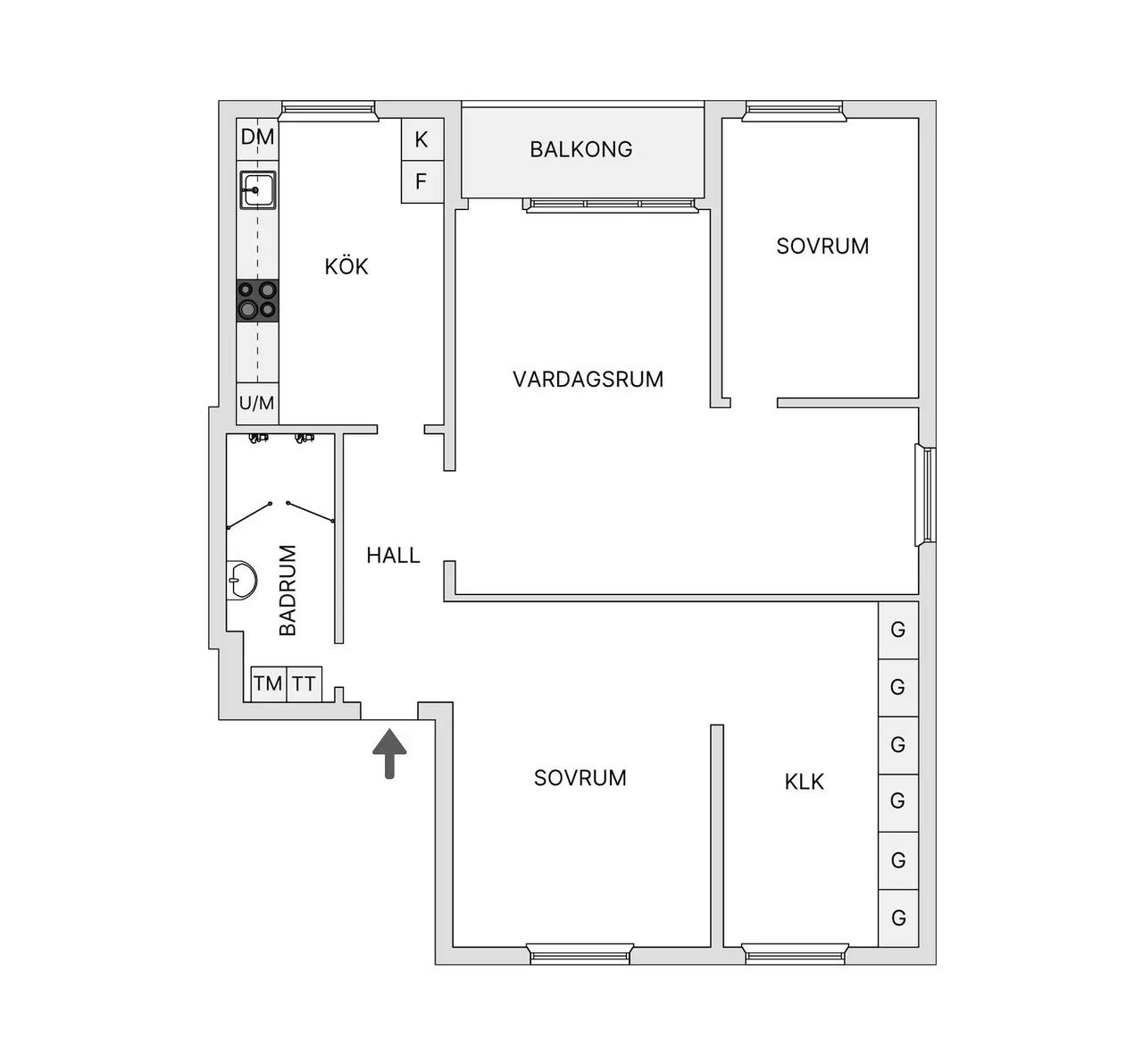 Floor plan for Allégatan 16A