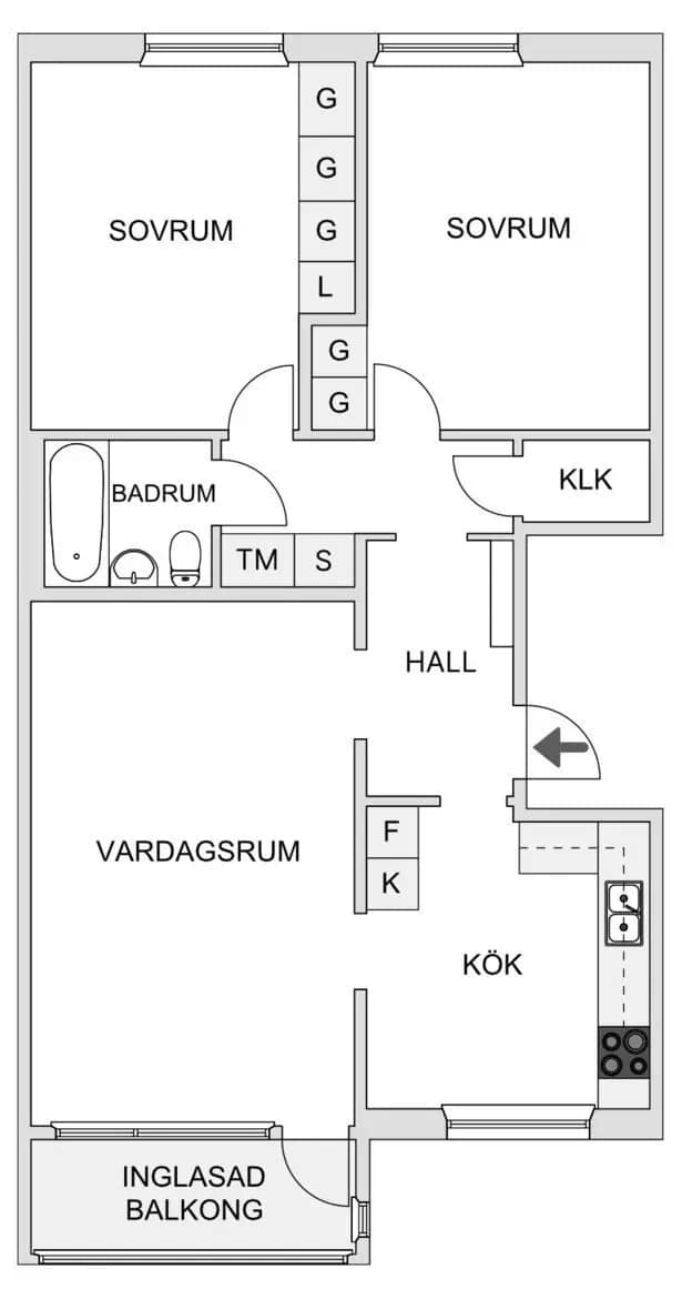 Floor plan for Skolvägen 18B