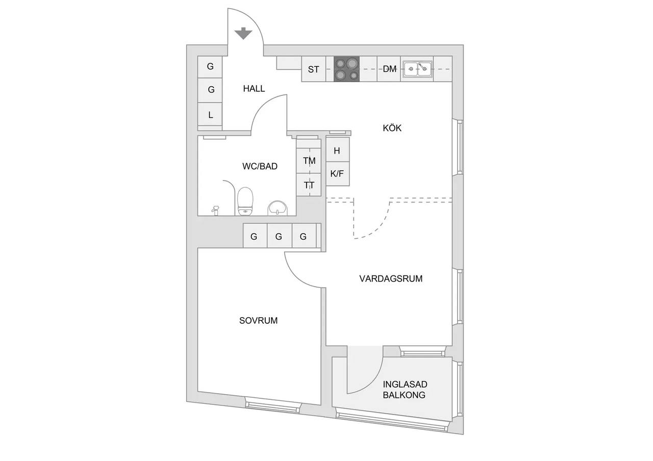 Floor plan for Hästskovägen 86, 7tr