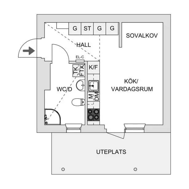 Planritning för Långängen 8A