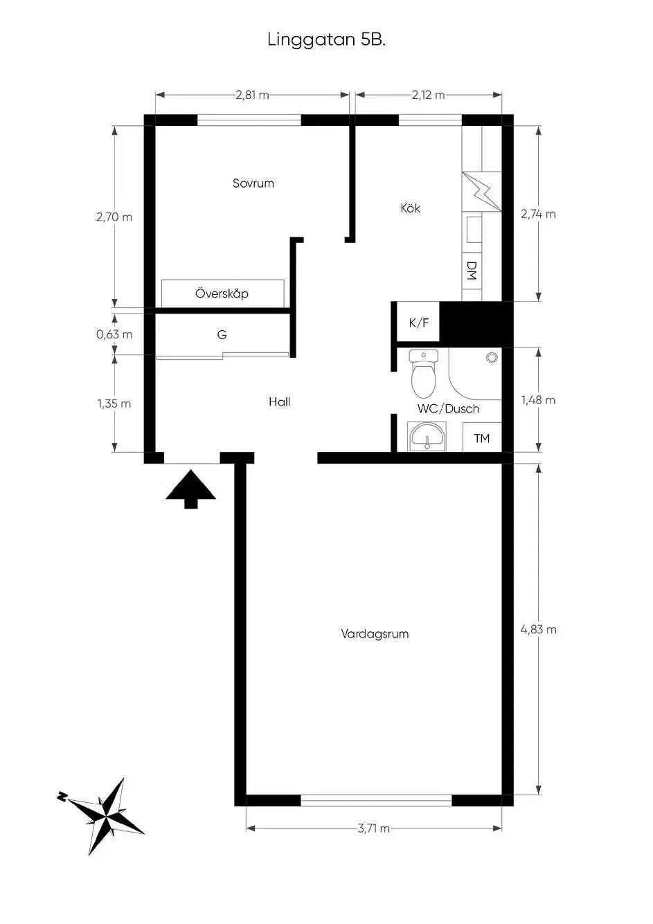 Planritning för Linggatan 5B