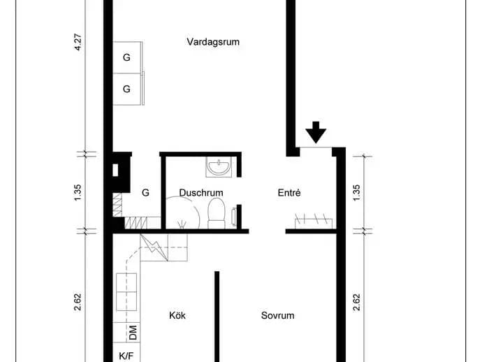 Floor plan for Havregatan 9B