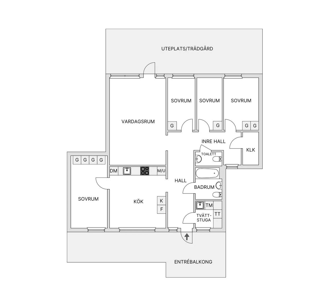 Floor plan for Munkegärdegatan 28