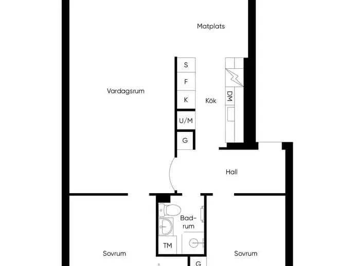 Floor plan for Härnevigatan 1C