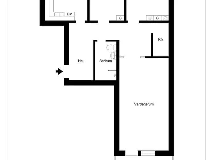 Planritning för Lohegatan 1B
