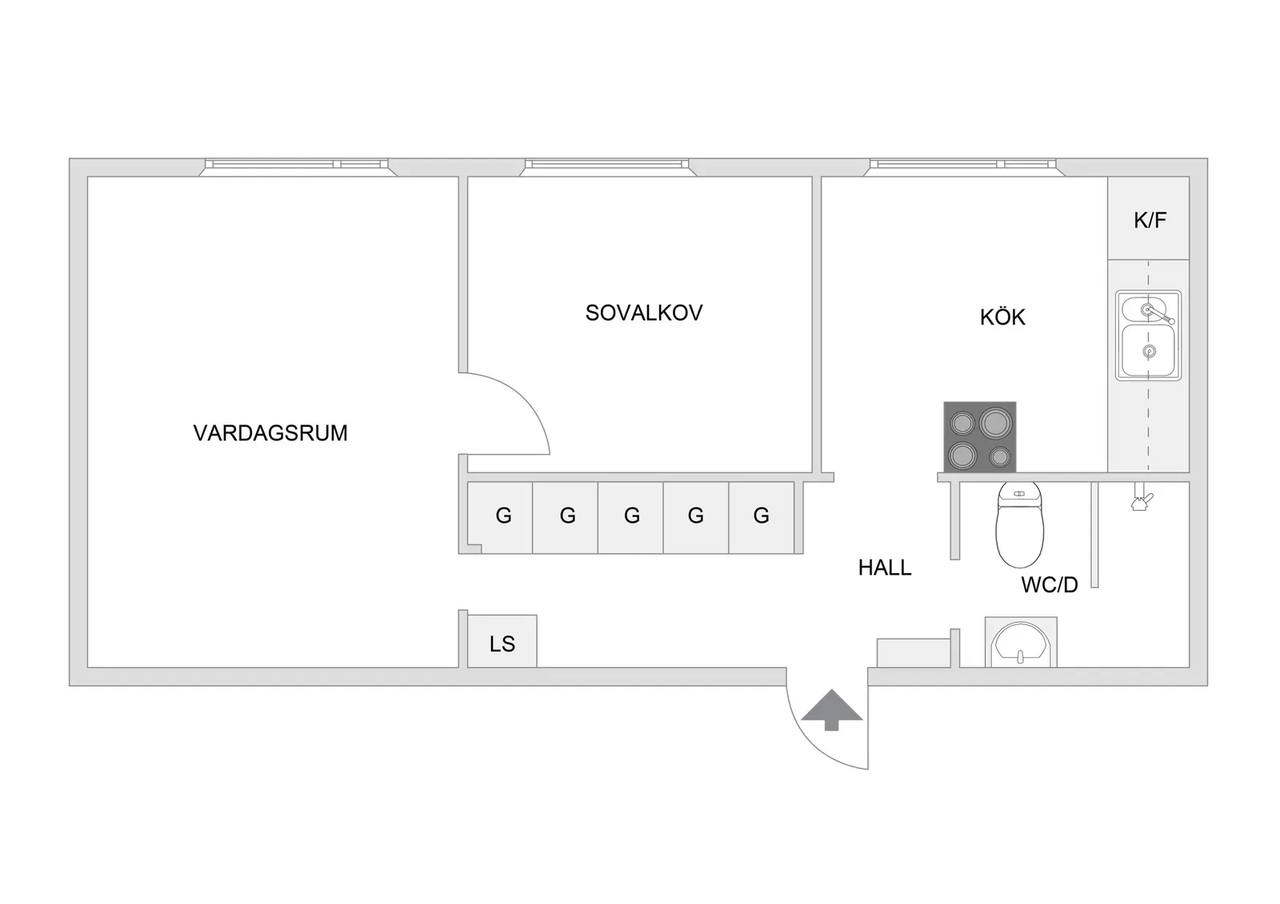 Floor plan for Vasavägen 104, 2 Tr