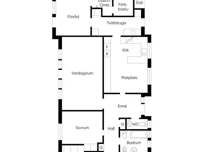 Planritning för Korngatan 13