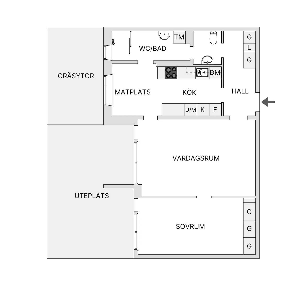 Planritning för Granitvägen 6B