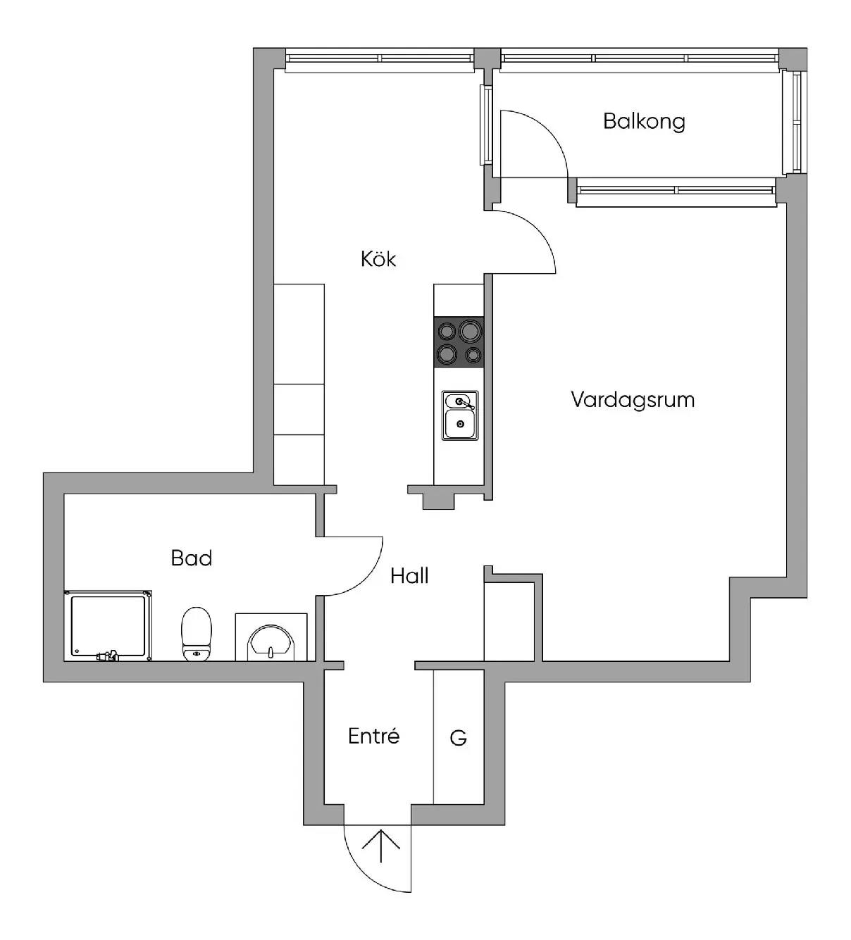 Floor plan for Larmvägen 16C