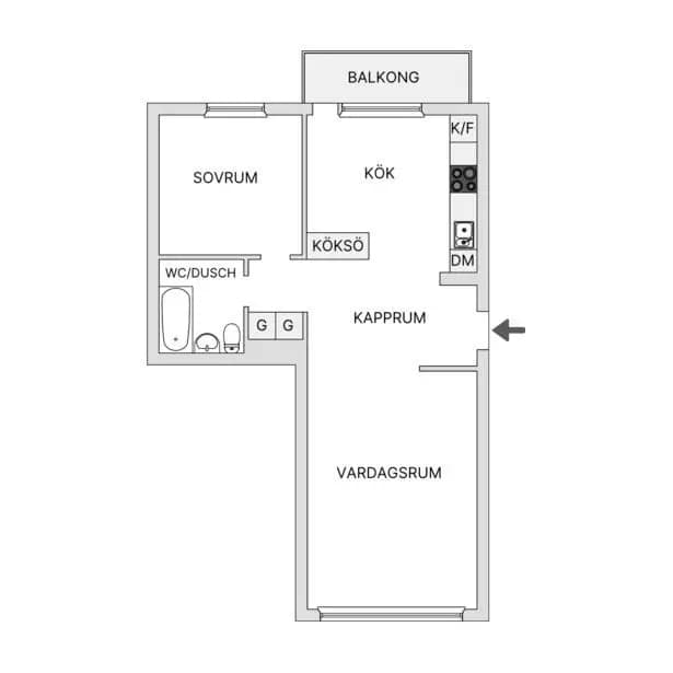 Floor plan for Hugingatan 36