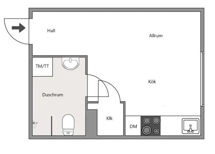Planritning för Yrkesvägen 21B