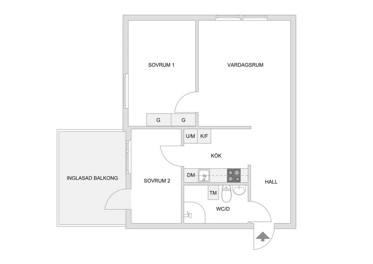 Floor plan for Kvarnvägen 26, 1 tr