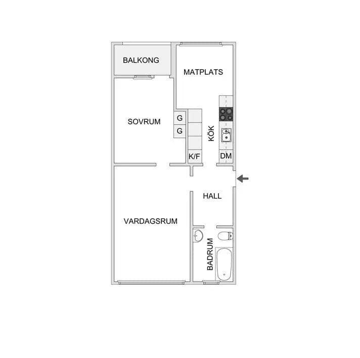 Floor plan for Ekholmsvägen 60C