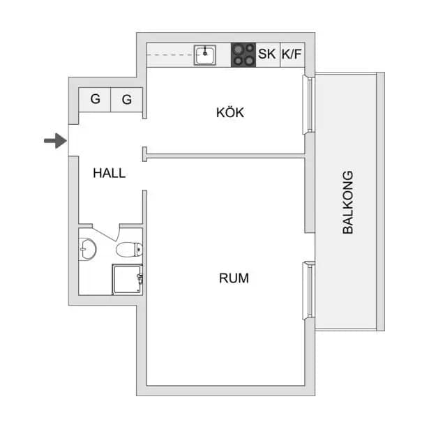 Floor plan for Hagstensgatan 3A