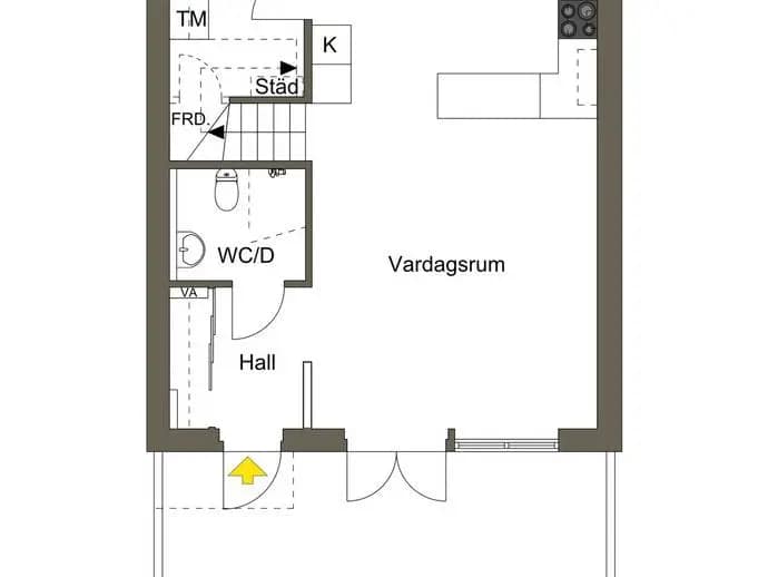 Planritning för Skeppsbyggargränd 21