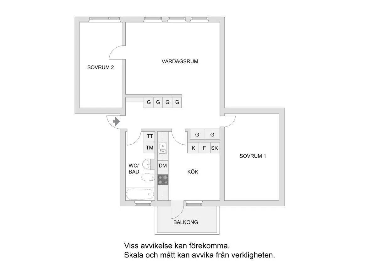 Floor plan for Helsingforsgatan 43, 2 tr