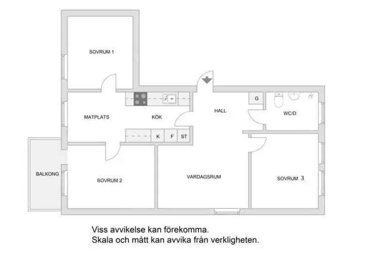 Planritning för Stavangergatan 62, 2 tr