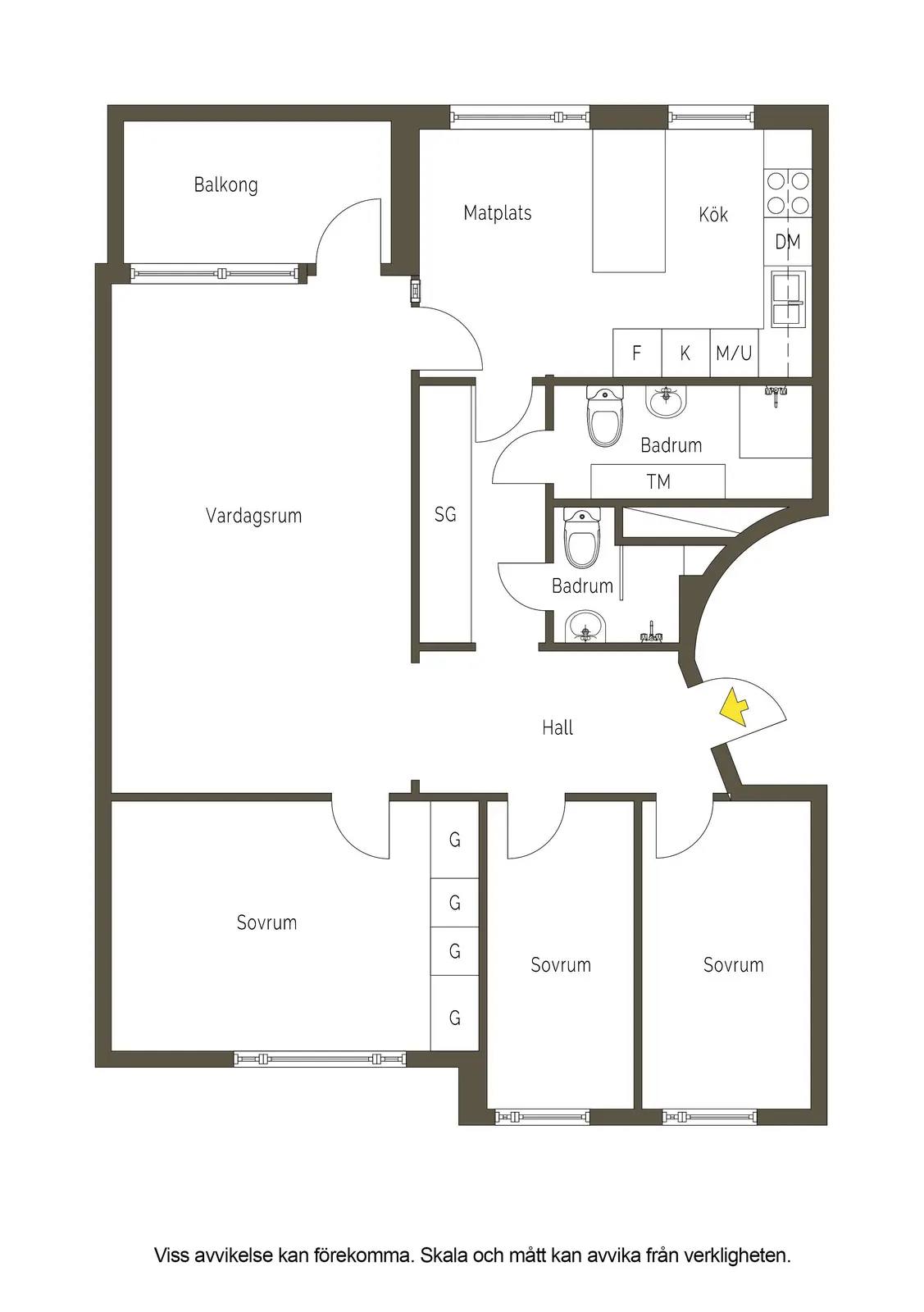 Floor plan for Vallavägen 53