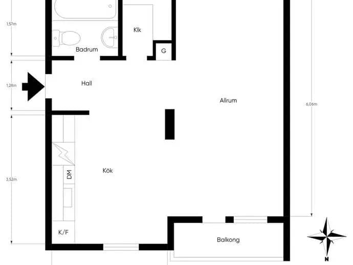 Planritning för Lindengatan 1D