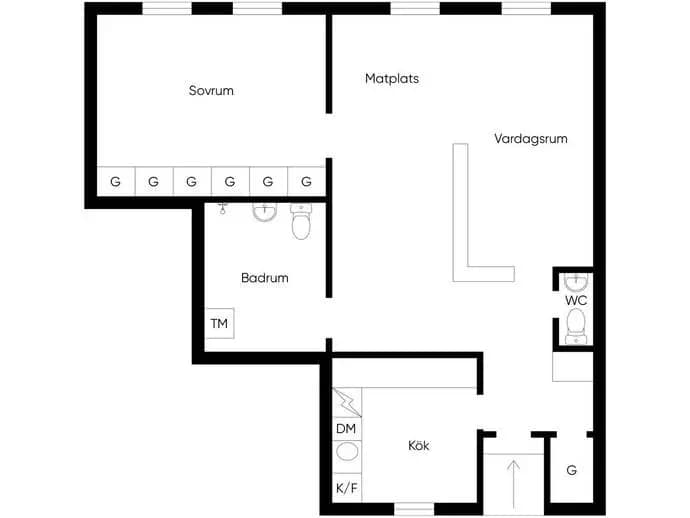 Floor plan for Slottsträdgårdsgatan 11 B