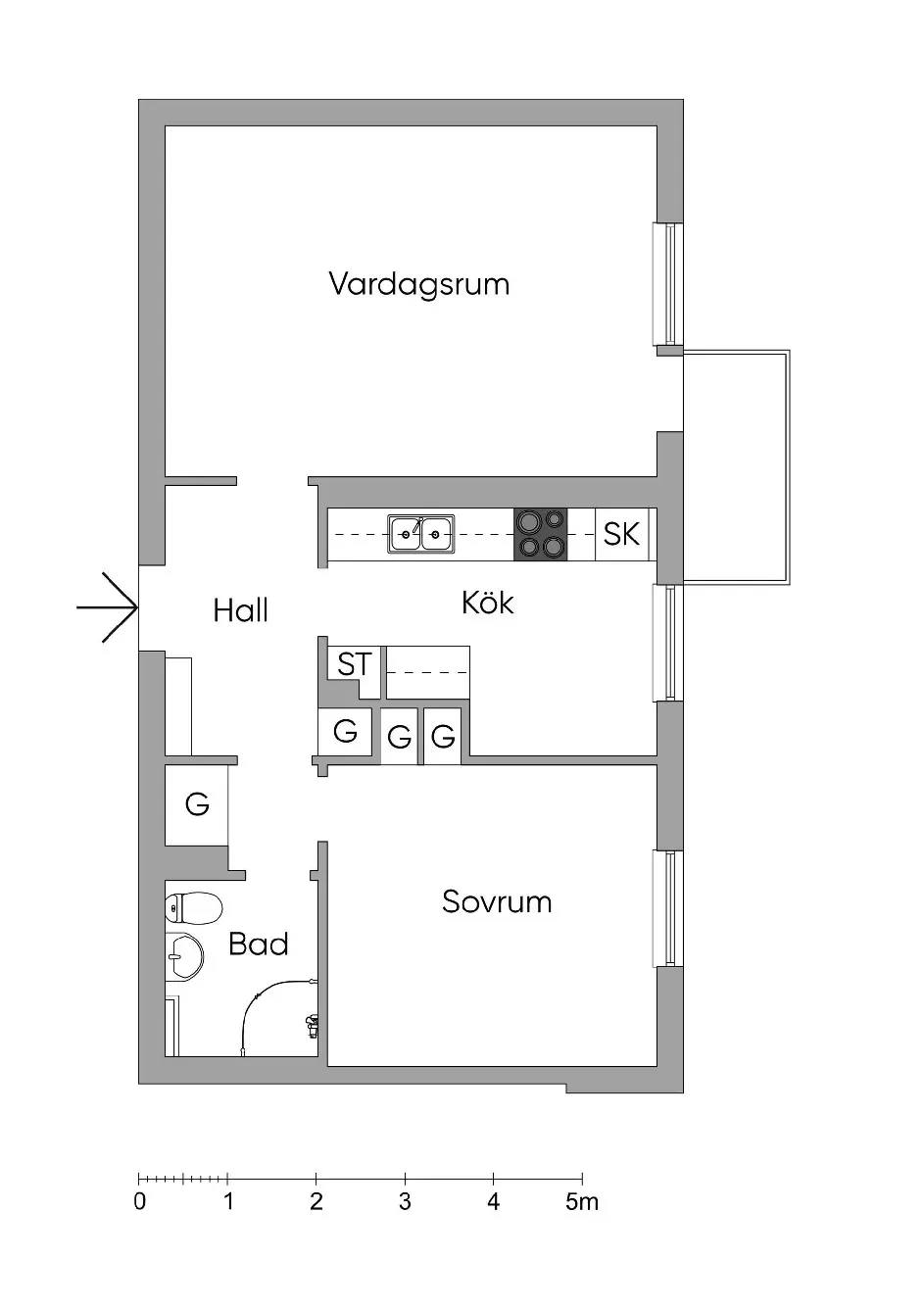 Floor plan for Järnvägsallèn 14A