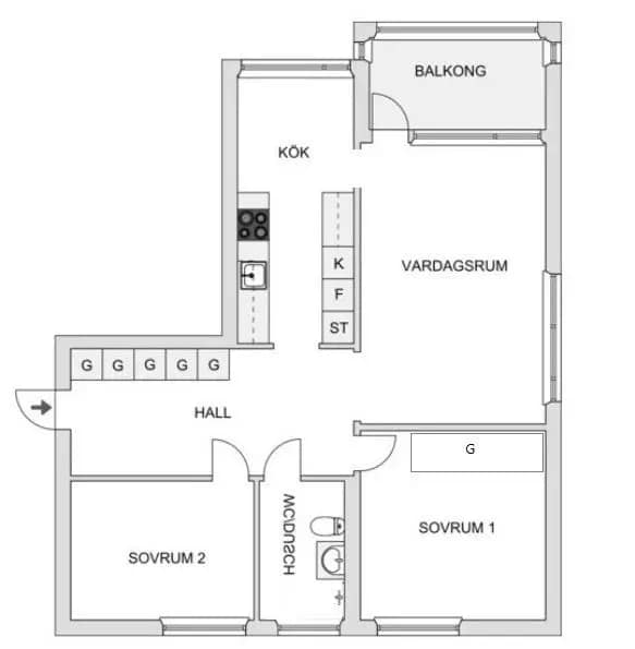 Floor plan for Minutgränd 45