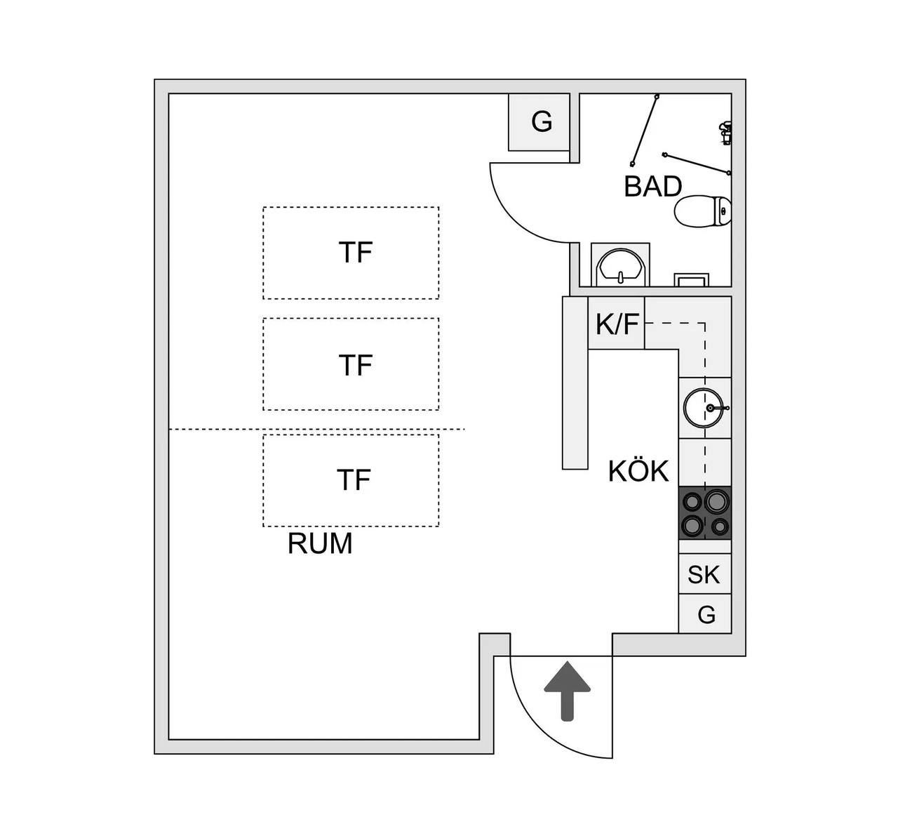 Floor plan for Hertig Knutsgatan 37D