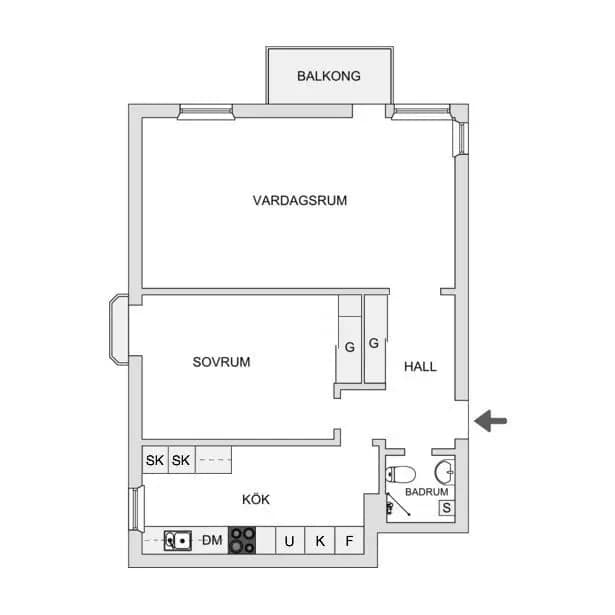 Floor plan for Vindelgatan 22