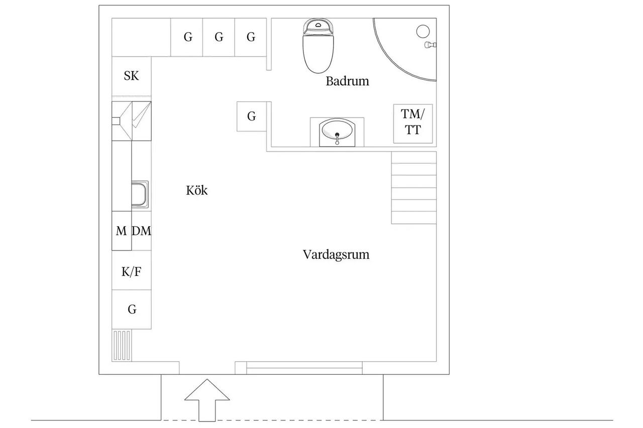 Planritning för Korstörnegatan 3