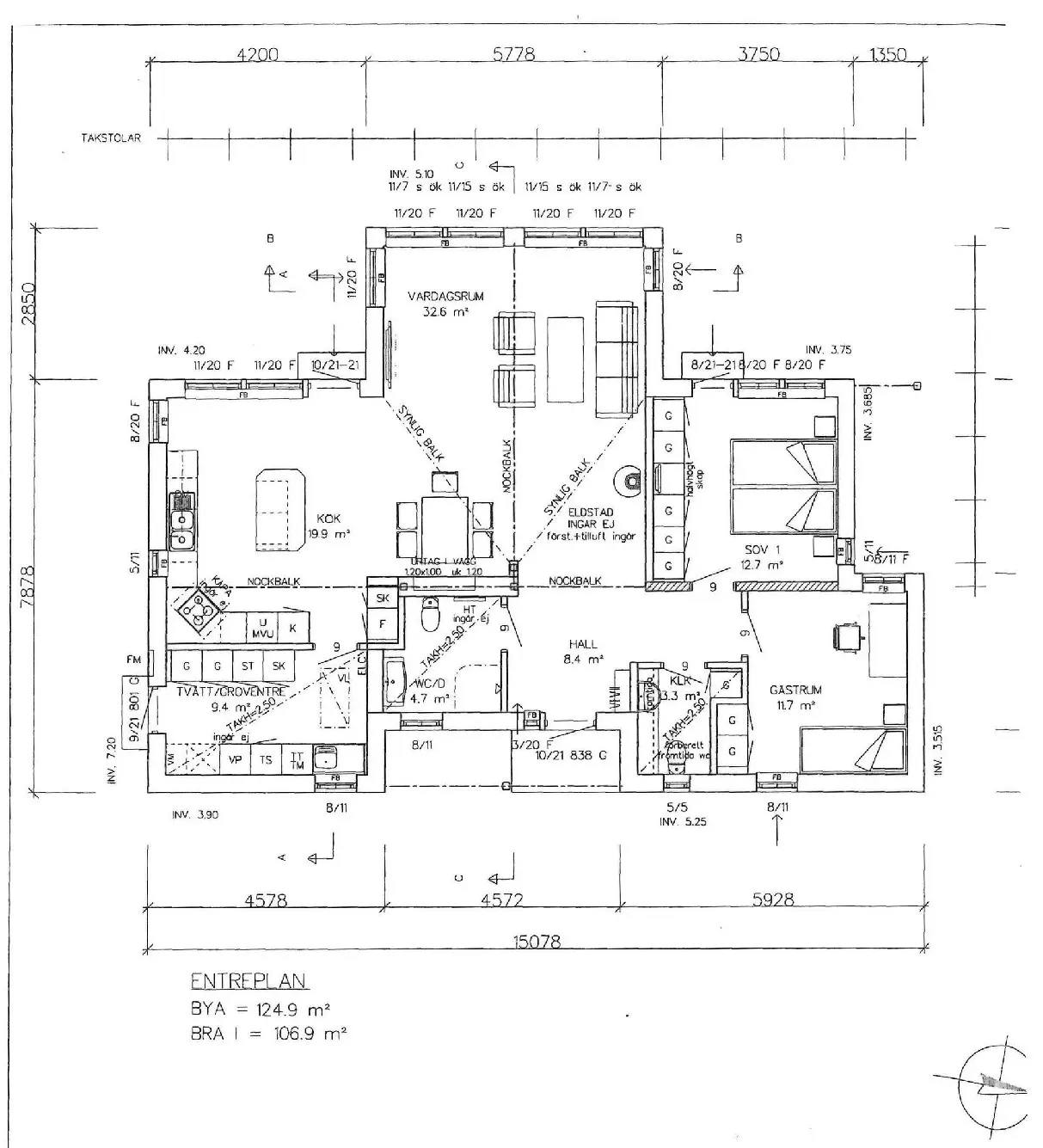 Planritning för Glasögervägen 131