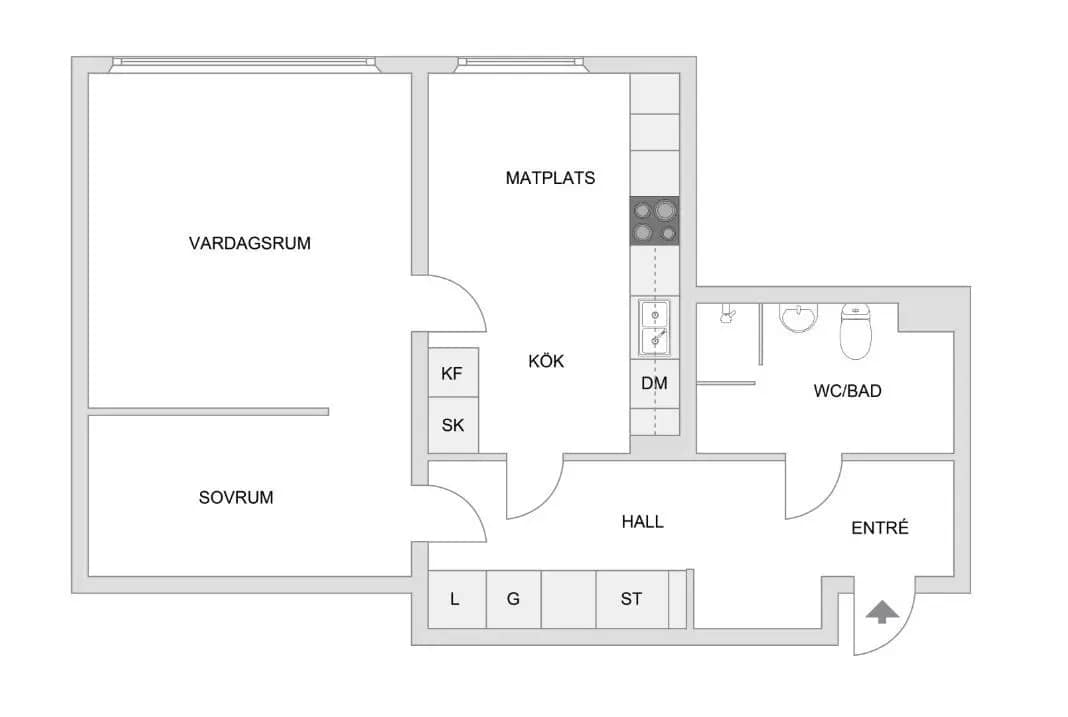 Planritning för Aspnäsvägen 34, 1tr