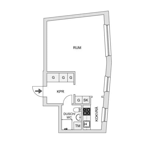 Floor plan for Östra Vittusgatan 7B