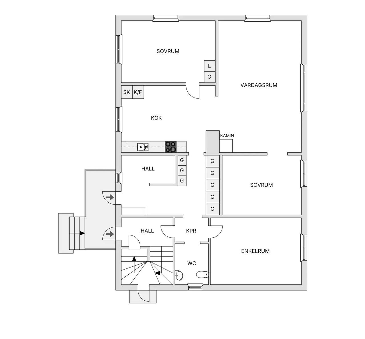 Floor plan for Brännavägen 50