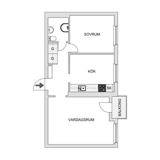 Planritning för Näsbychaussén 21A