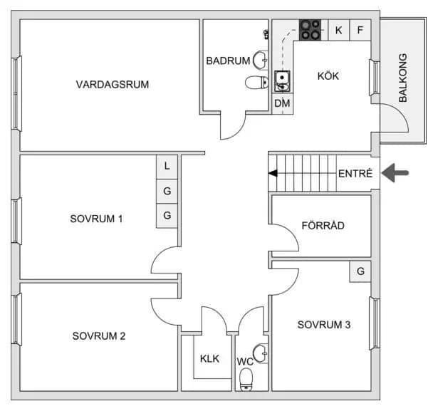Planritning för Furuhedsvägen 15D