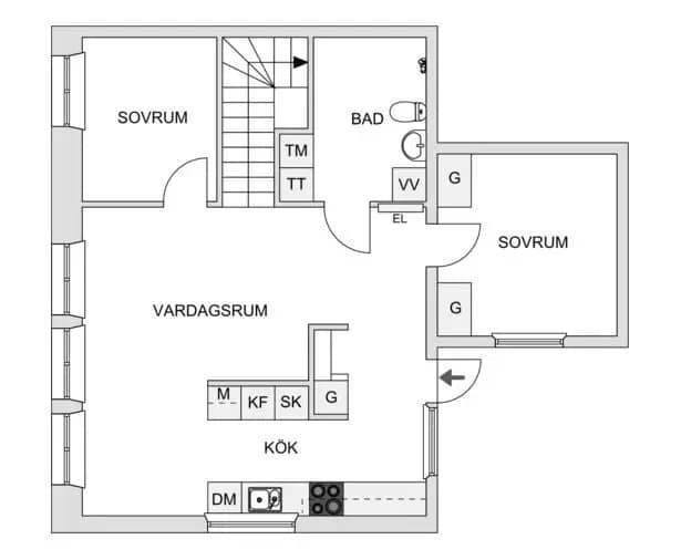 Floor plan for Havsbadsvägen 2B