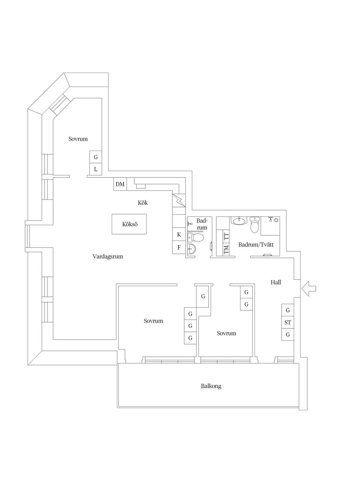 Floor plan for Industrigatan 4B