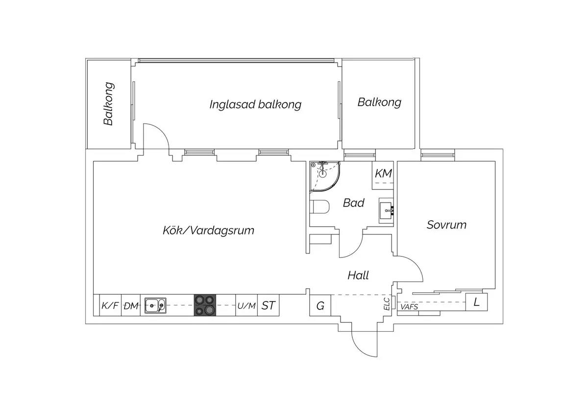 Floor plan for Fräkne gränd 7