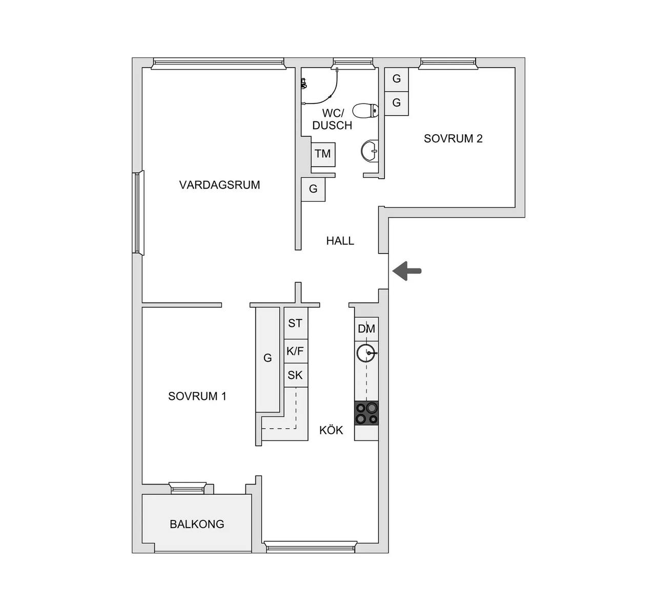 Floor plan for Frejgatan 44