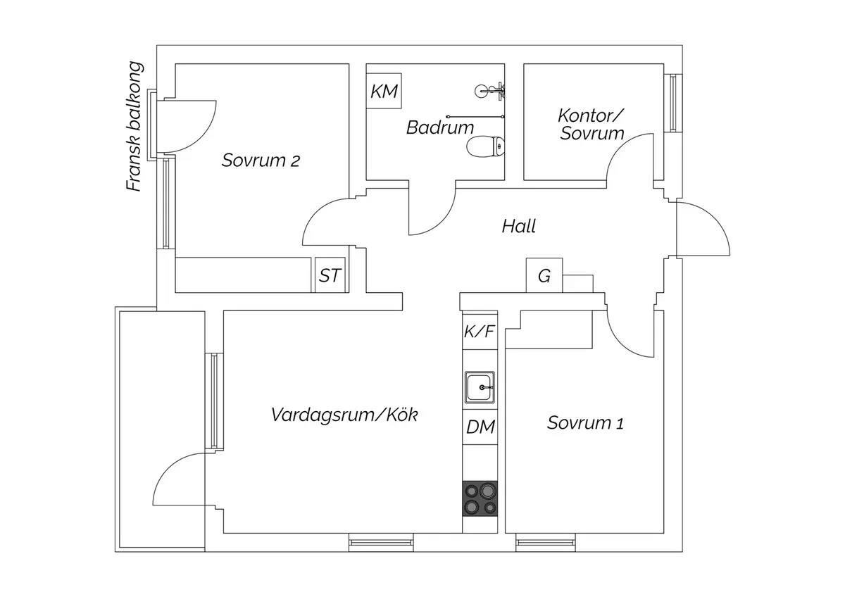 Planritning för Gaffelseglet 35