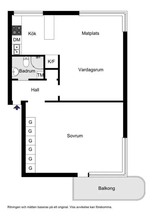Planritning för Tågagatan 76
