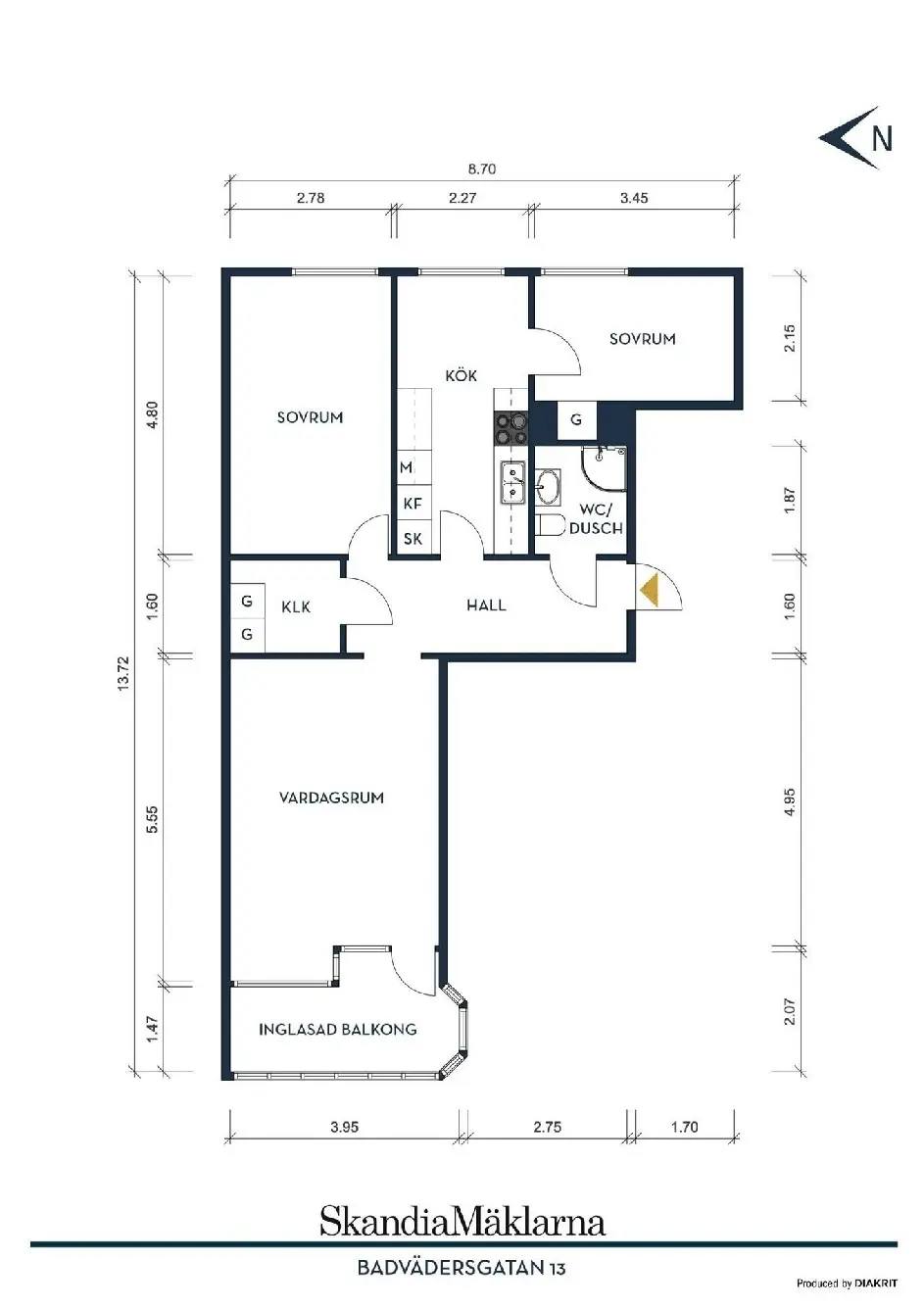 Planritning för Badvädersgatan 13