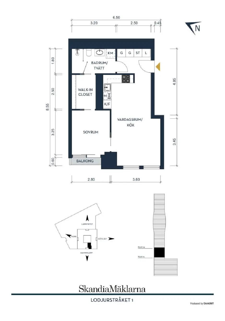 Planritning för Karlatornet (Lodjursstråket 1) vån 18