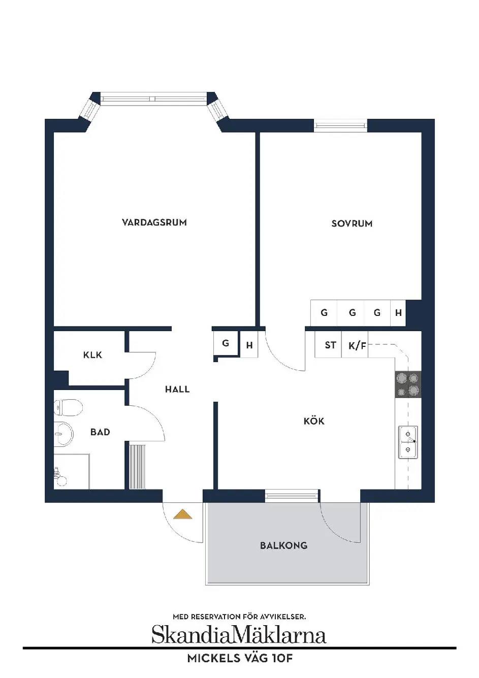 Floor plan for Mickels väg 10F